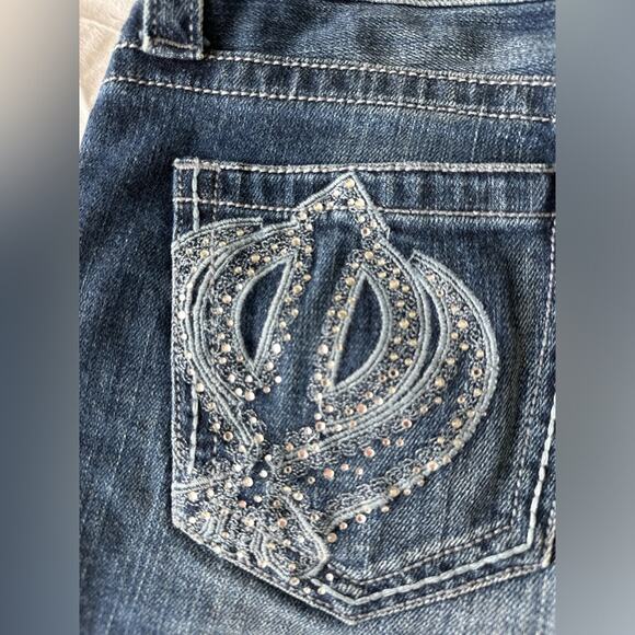 D9 Cuffed Rhinestone Denim blue jean shorts Size 31 - Picture 3 of 13
